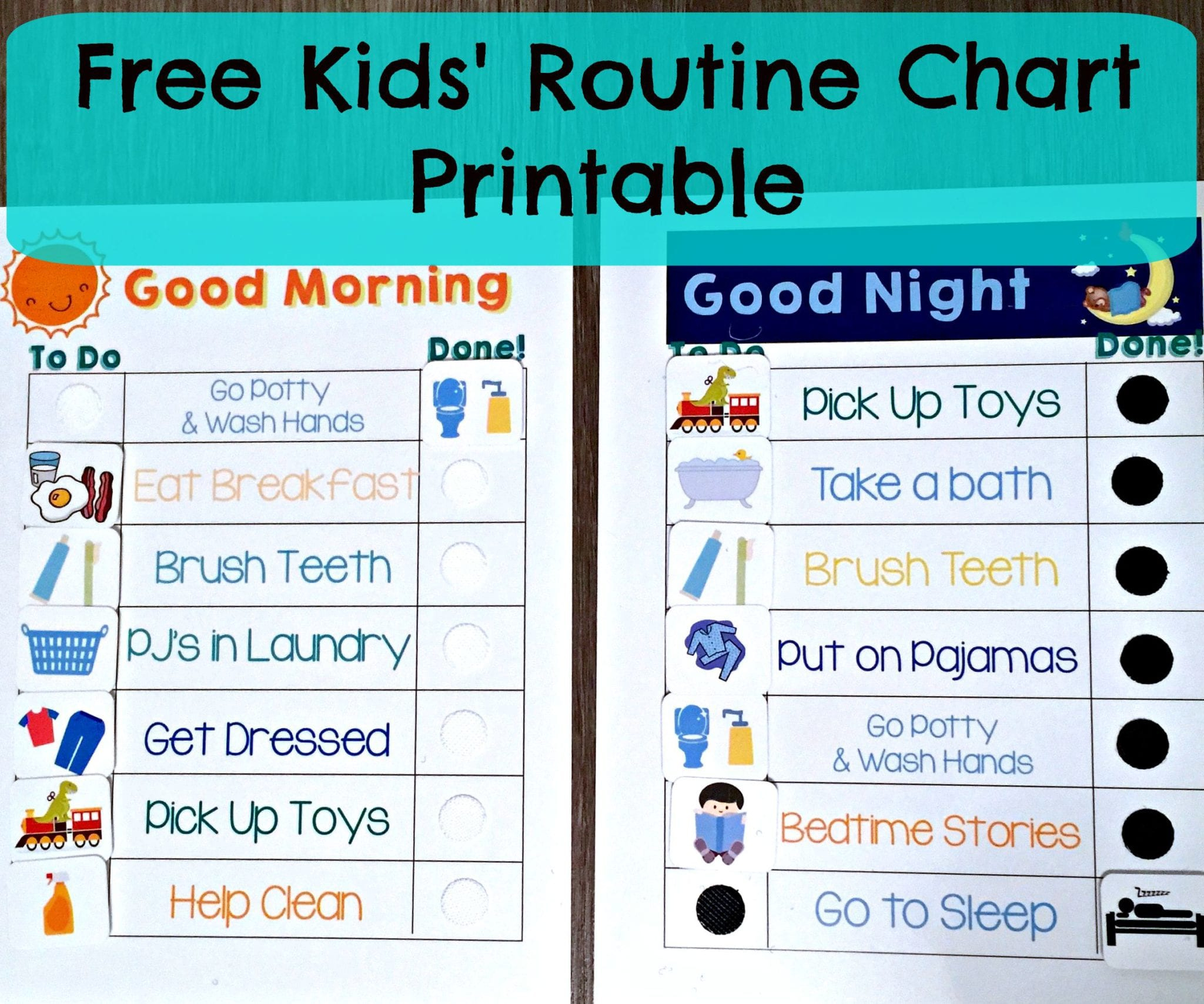 Free Kids Routine Charts inside Free Printable Morning Routine Chart