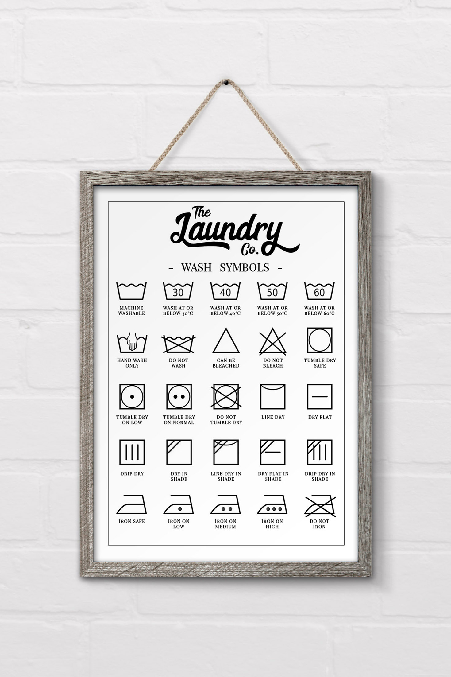 Free Laundry Symbols Wall Art Printable - 24/7 Moms with Free Laundry Printables Black and White