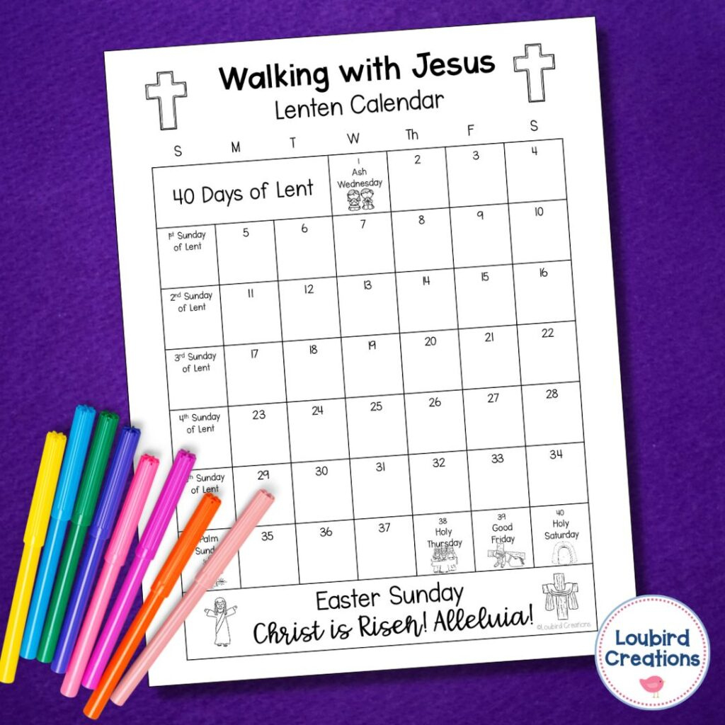 Free Lent Calendar For Kids - Loubird Creations regarding Free Printable Lent Calendar