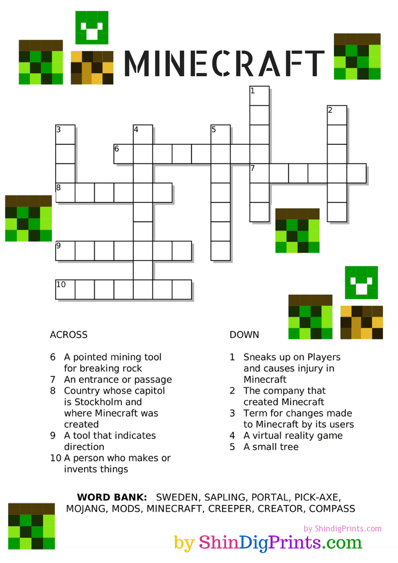 Free Minecraft Crossword Printable - Farmer&amp;#039;S Wife Rambles intended for Minecraft Crossword Puzzle Printable