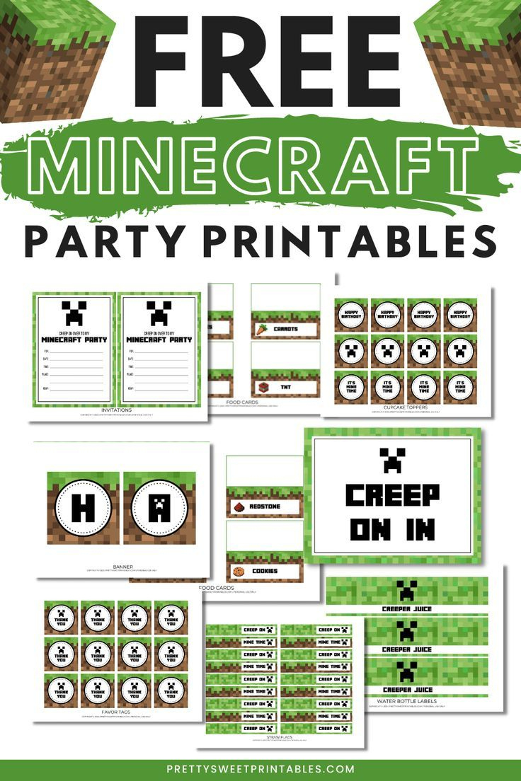 Free Minecraft Party Printables inside Minecraft Birthday Free Printables