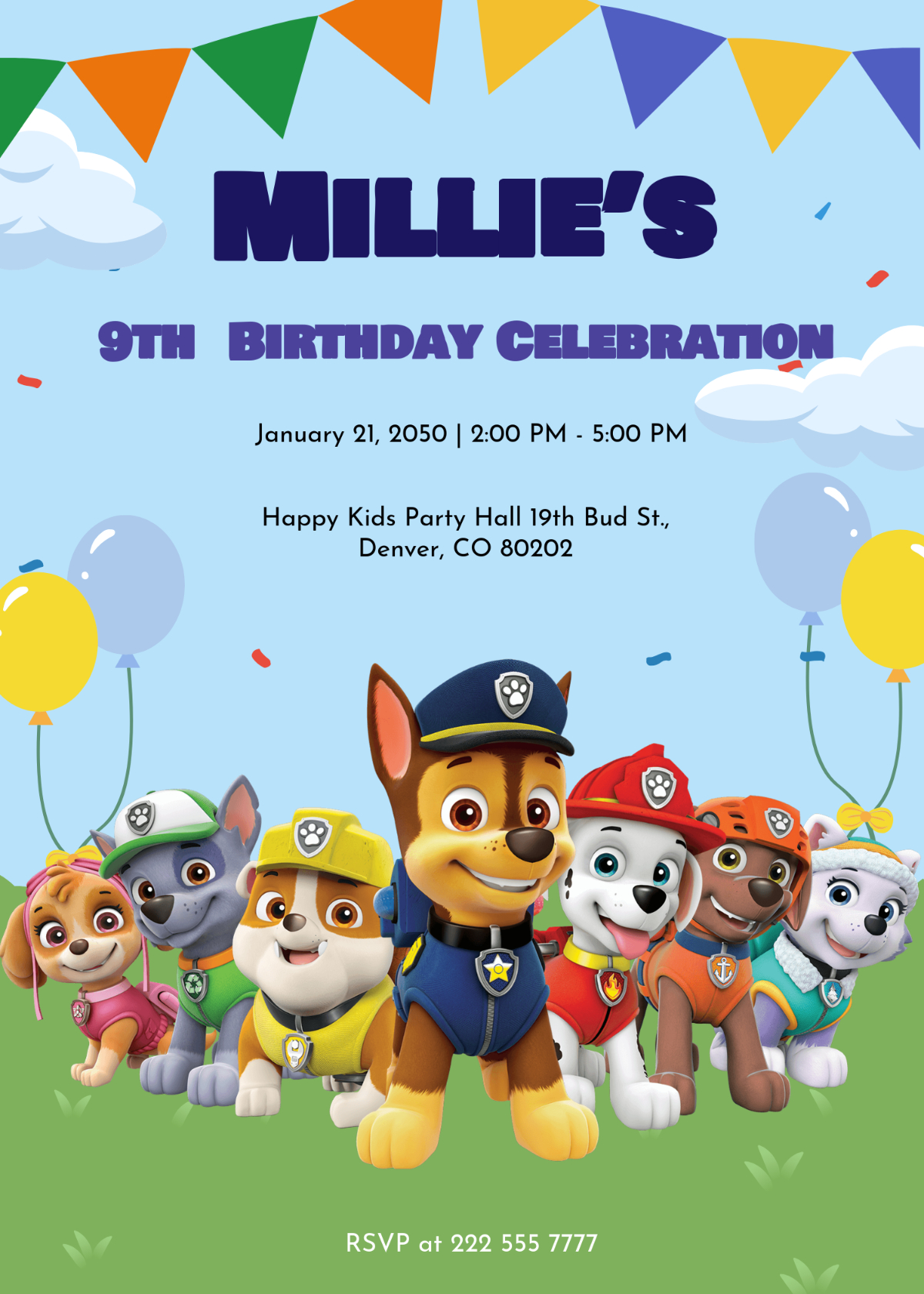 Free Paw Patrol Birthday Party Invitation Template To Edit Online within Free Printable Birthday Invitations Paw Patrol