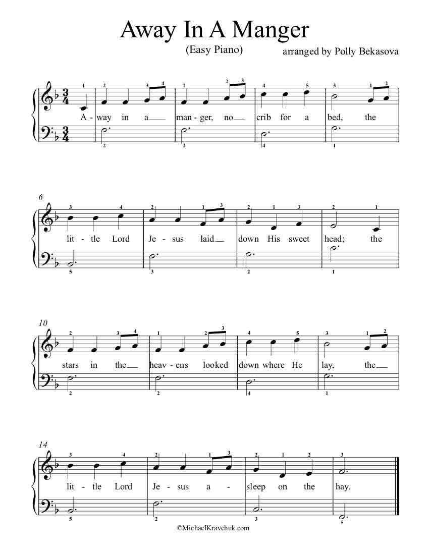 Free Piano Arrangement Sheet Music – Away In A Manger with Free Printable Away In A Manger Piano Sheet Music