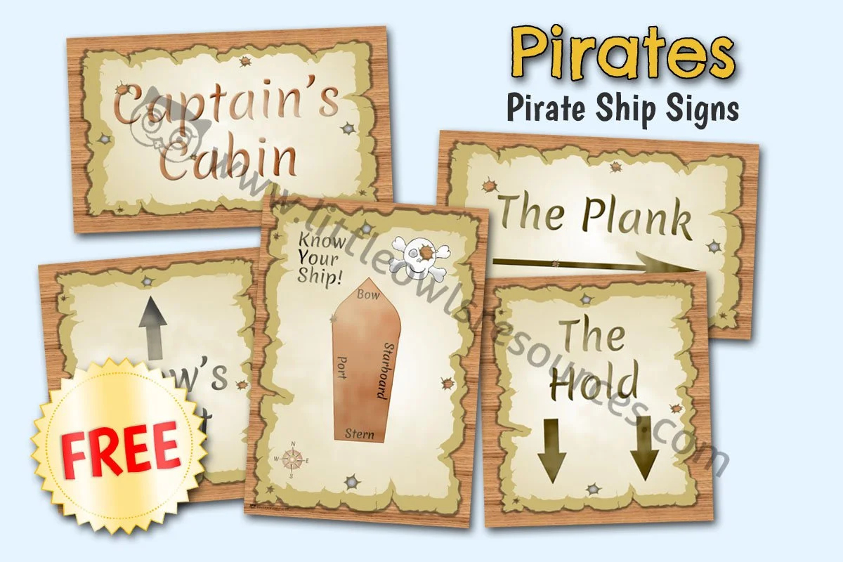 Free Pirates: Pirate Ship Role-Play/Display Signs | Eyfs &amp;amp; Ks1 with Free Printable Pirate Signs Printable