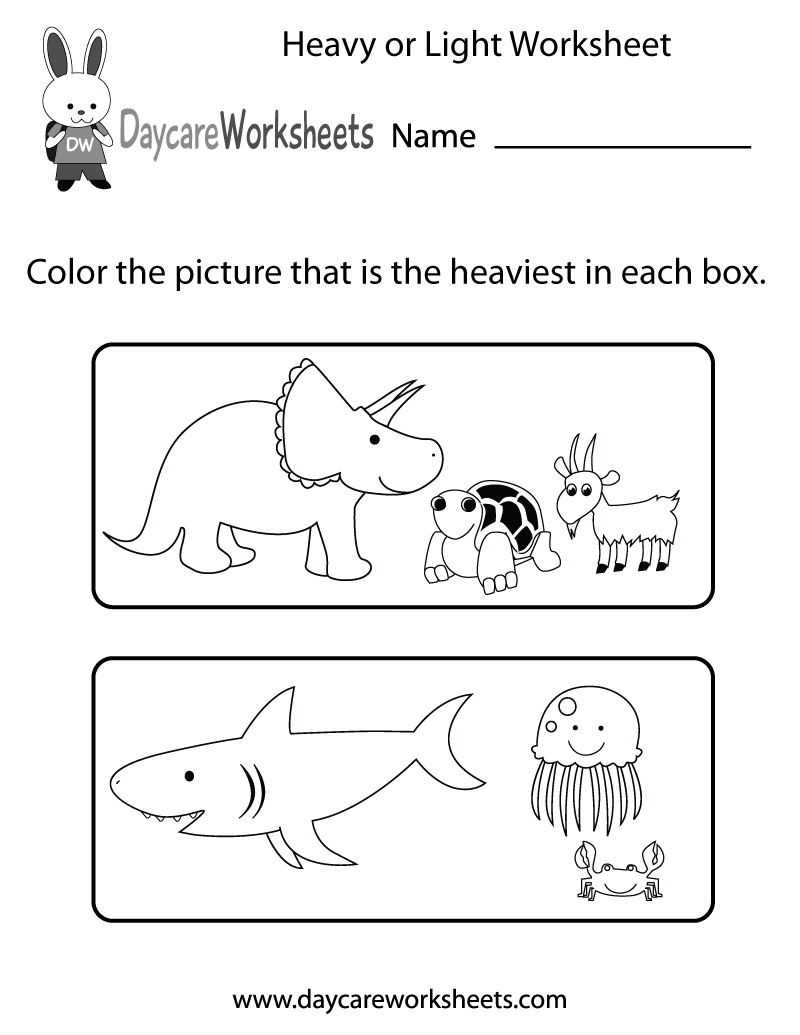 Free Preschool Heavy Or Light Worksheet with regard to Heavier Or Lighter Worksheet Printable