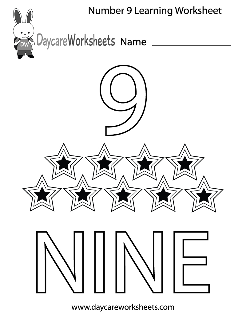 Free Preschool Number Nine Learning Worksheet throughout Number Nine Worksheet Printable