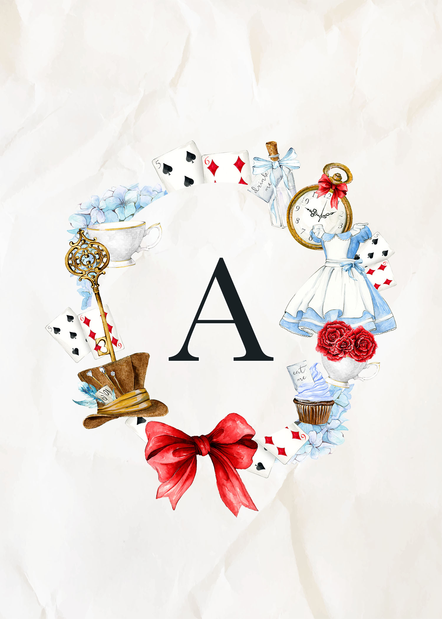 Free Printable Alice In Wonderland Monograms | The Cottage Market in Printable Free Printable Alice in Wonderland Signs