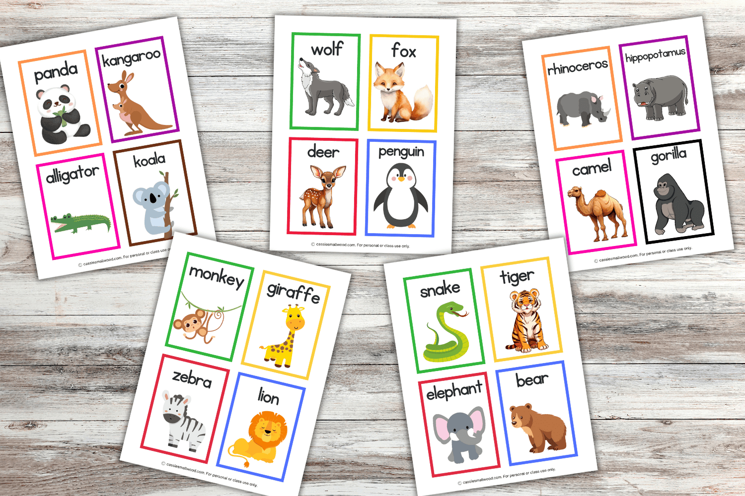 Free Printable Animal Flash Cards For Preschool Kids - Cassie inside Free Printable Animal Cards