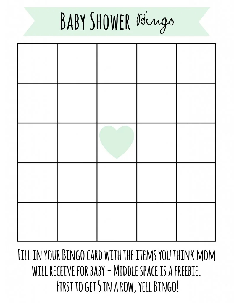Free Printable Baby Shower Bingo in Free Printable Baby Shower Bingo Cards