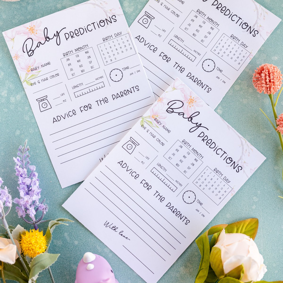 Free Printable Baby Shower Predictions &amp;amp; Advice Cards inside Baby Predictions Free Printable