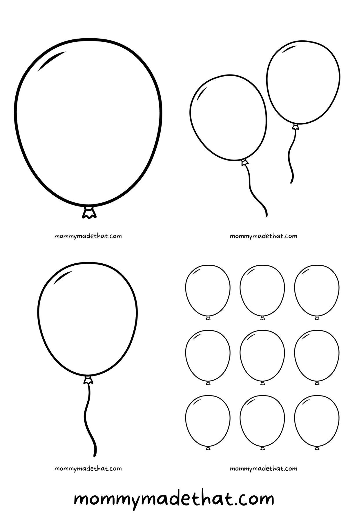 Free Printable Balloon Templates (Different Sizes!!) in Free Printable Balloons Template