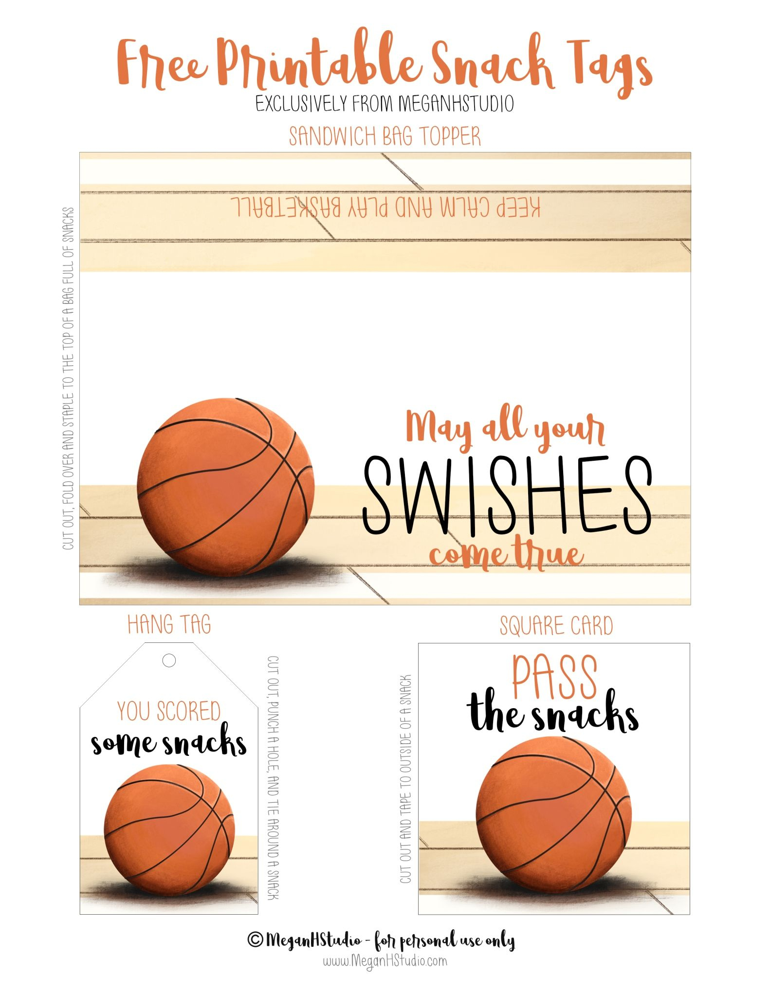 Free Printable Basketball Snack Tags - Meganhstudio - Worksheets regarding Free Printable Basketball Tags