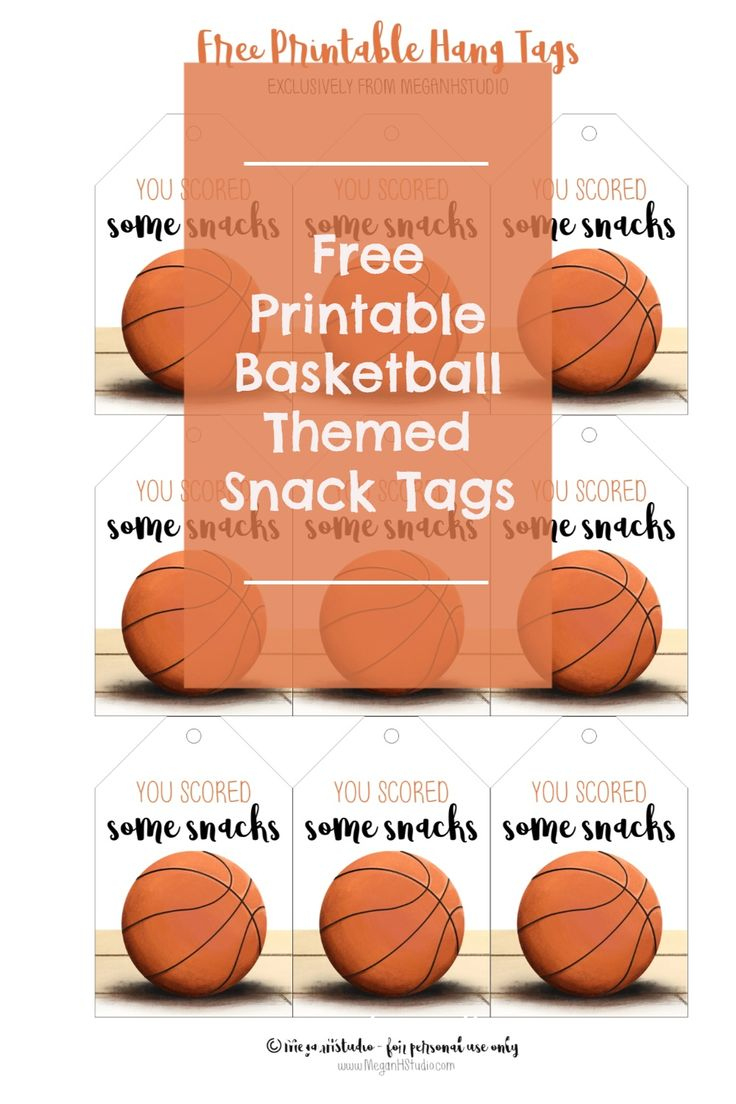 Free Printable Basketball Themed Snack Tags pertaining to Free Printable Basketball Tags