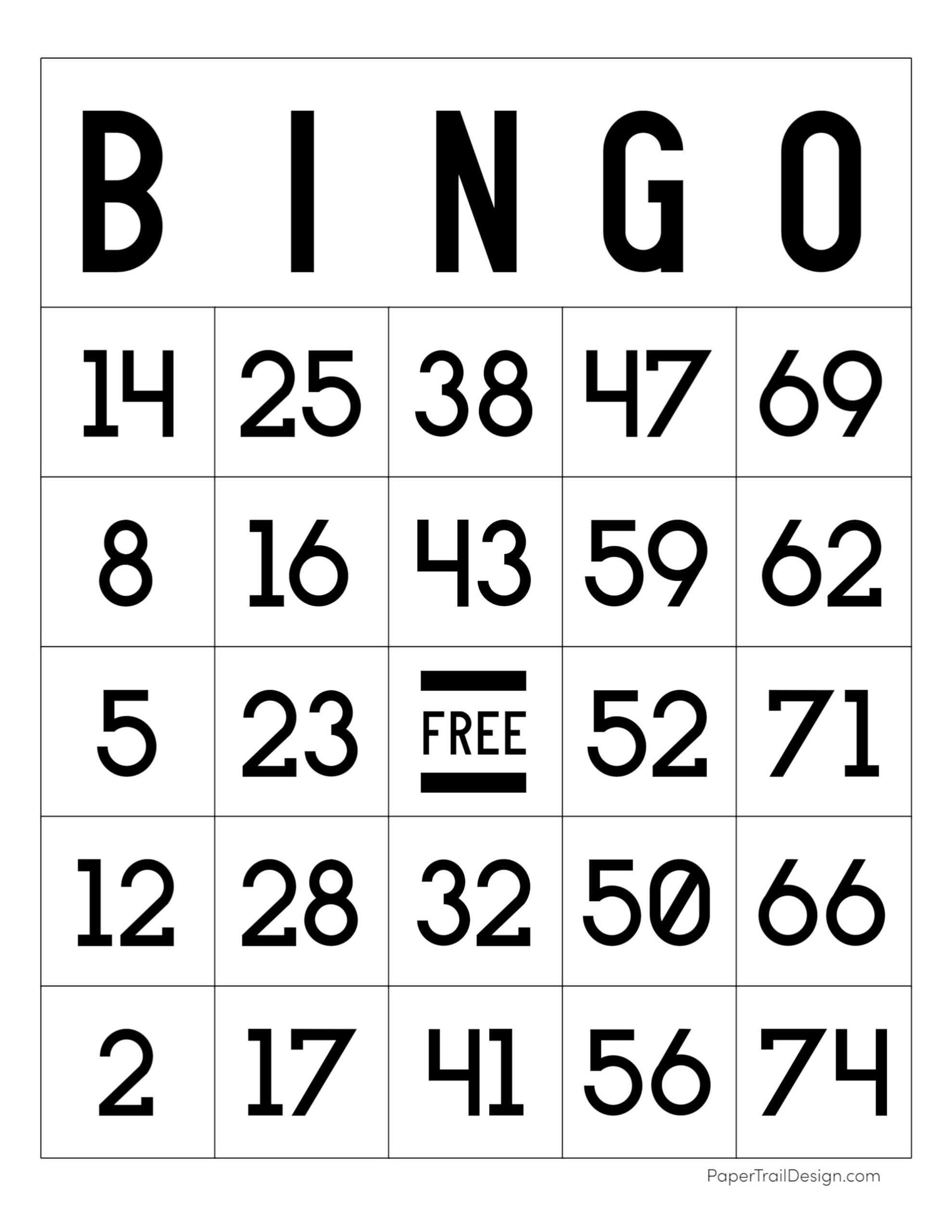Free Printable Bingo Cards - Paper Trail Design inside Bingo Number Cards Free Printable