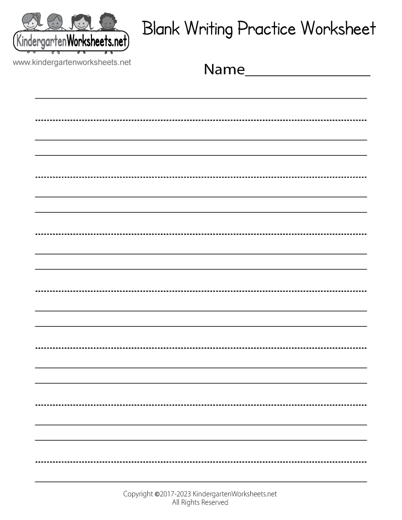 Free Printable Blank Writing Practice Worksheet regarding Writing Kindergarten Worksheets Printable
