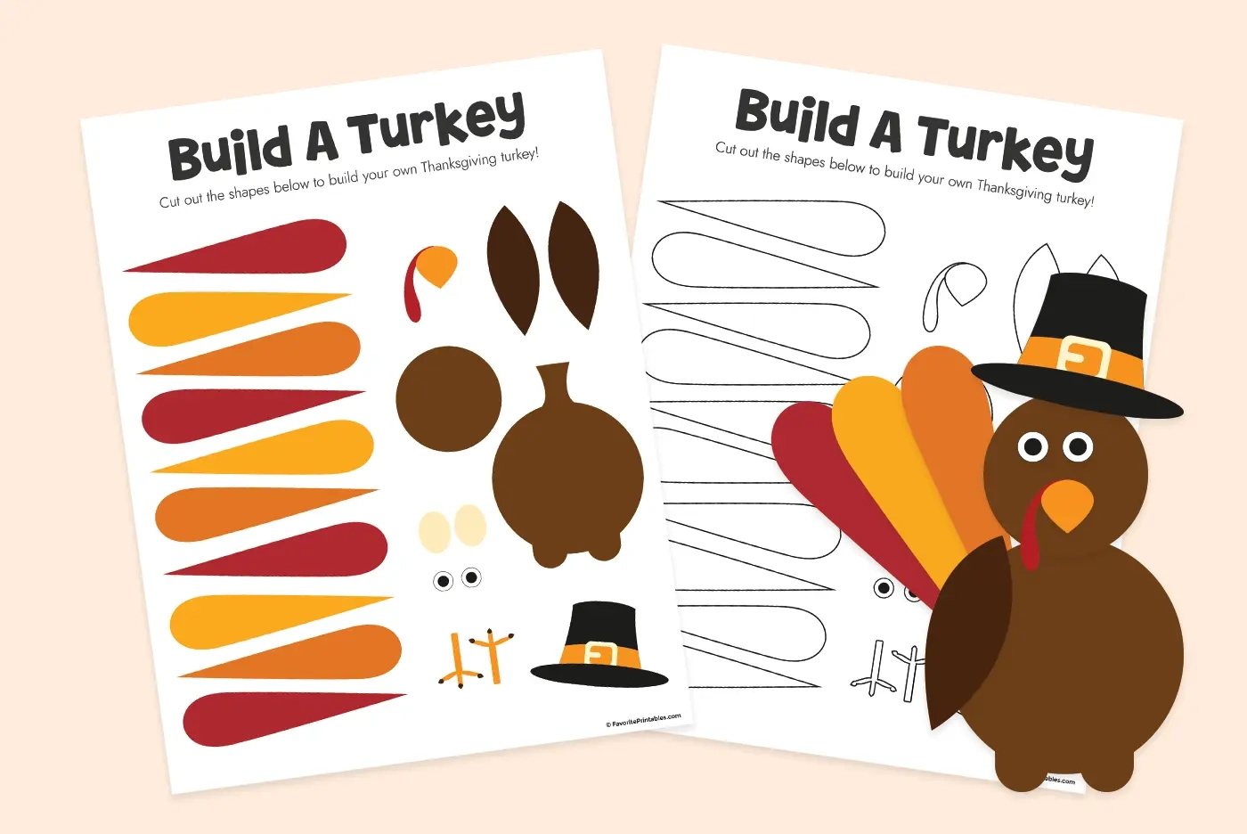 Free Printable Build A Turkey Cutout - Favorite Printables inside Turkey Printable Cut Out