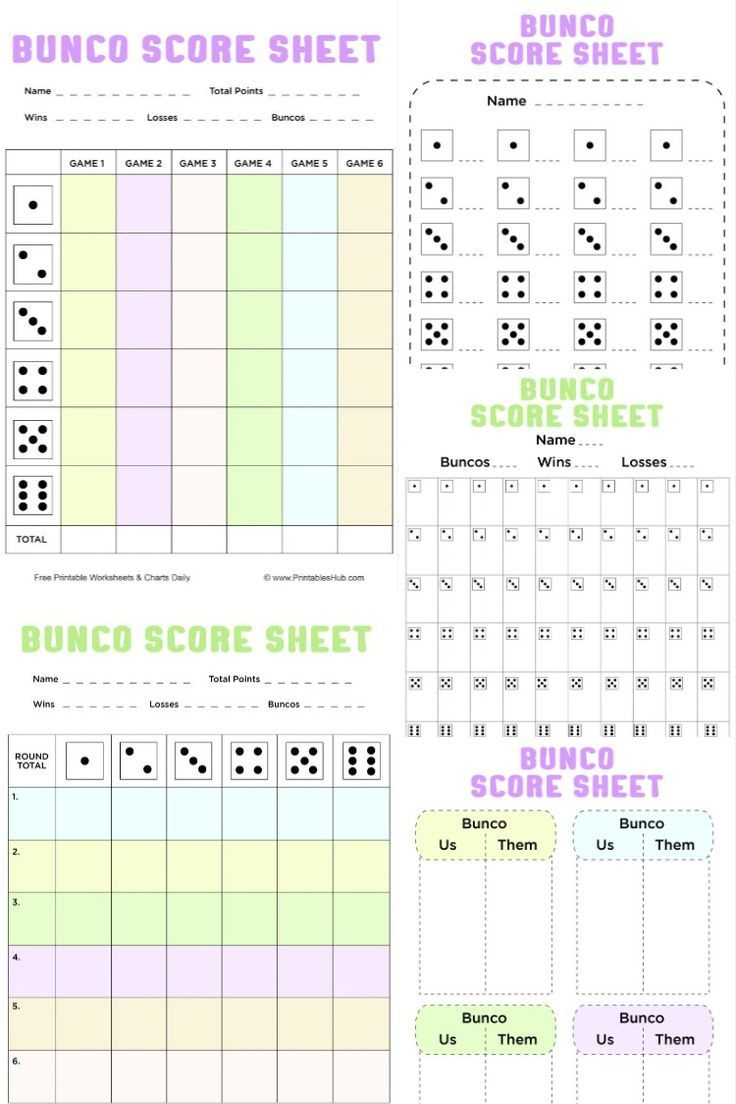 Free Printable Bunco Score Sheets + Table Tally Sheet [Pdf Included] intended for Downloadable Free Printable Bunco Score Sheets