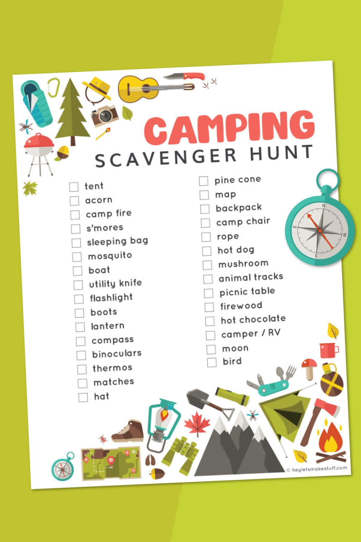 Free Printable Camping Scavenger Hunt - Hey Let&amp;#039;S Make Stuff within Camping Scavenger Hunt Printable Free