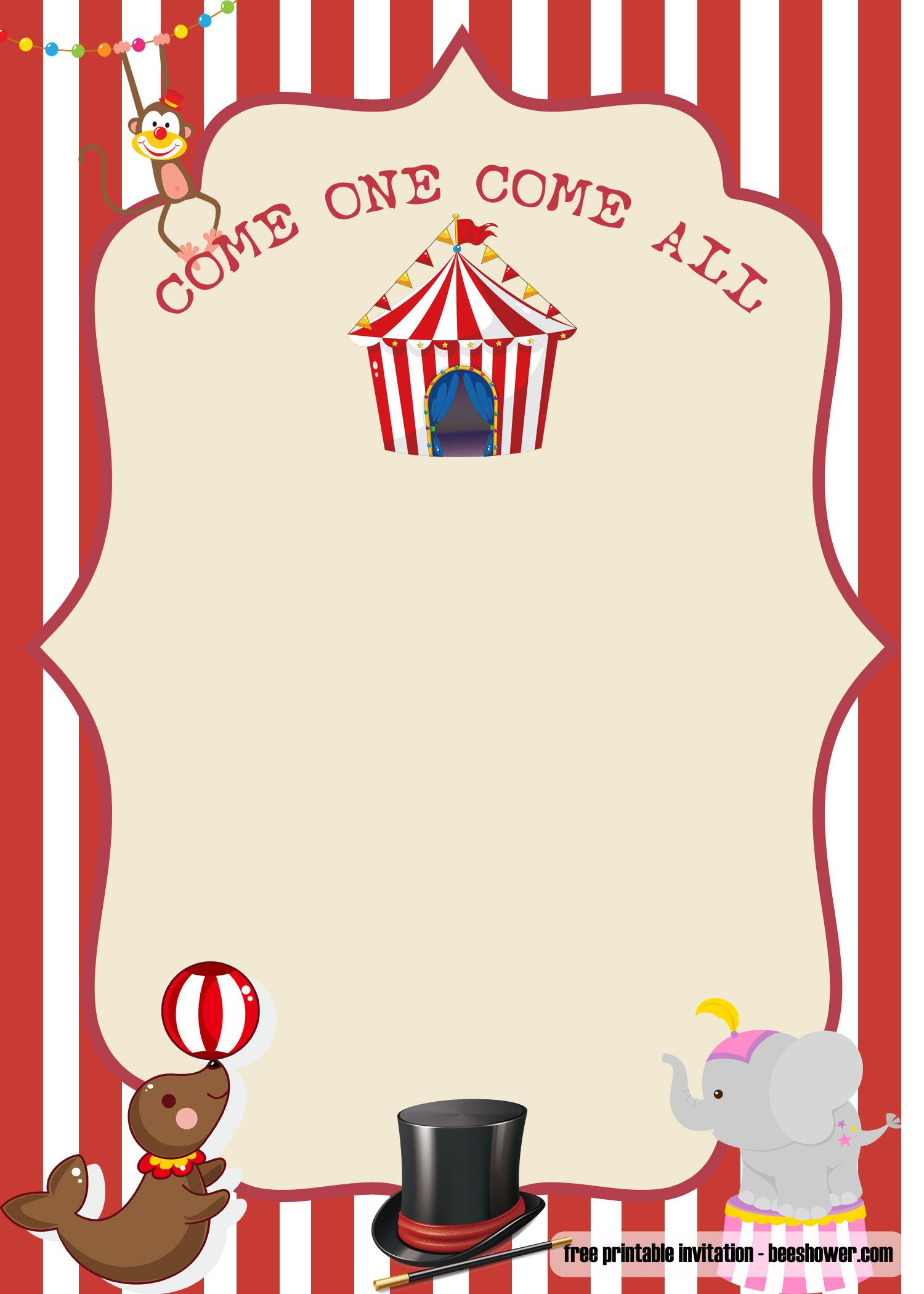 Free Printable Circus Baby Shower Invitations throughout Free Printable Circus Invitation Template