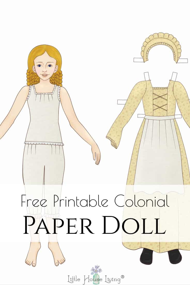 Free Printable Colonial Style Paper Doll - Little House Living regarding Little House on the Prairie Paper Dolls Free Printable