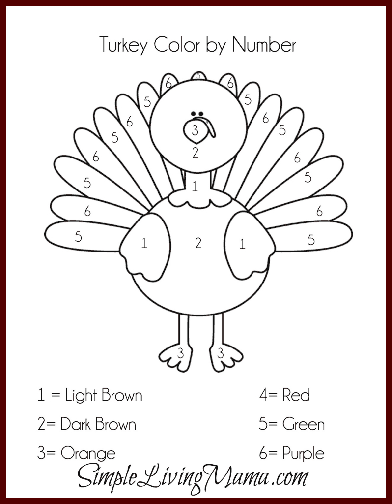 Free Printable Colornumber Turkey + Thanksgiving Activities within Printable Turkey Color By Number