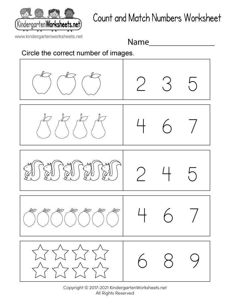 Free Printable Count And Match Numbers Worksheet within Count and Match Numbers Worksheet Printable