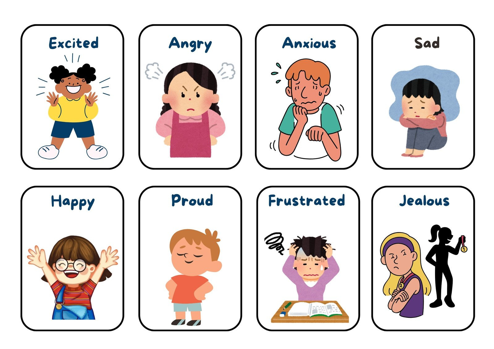 Free Printable Custom Emotions Flashcard Templates | Canva regarding Printable Managing Emotions Kids Children
