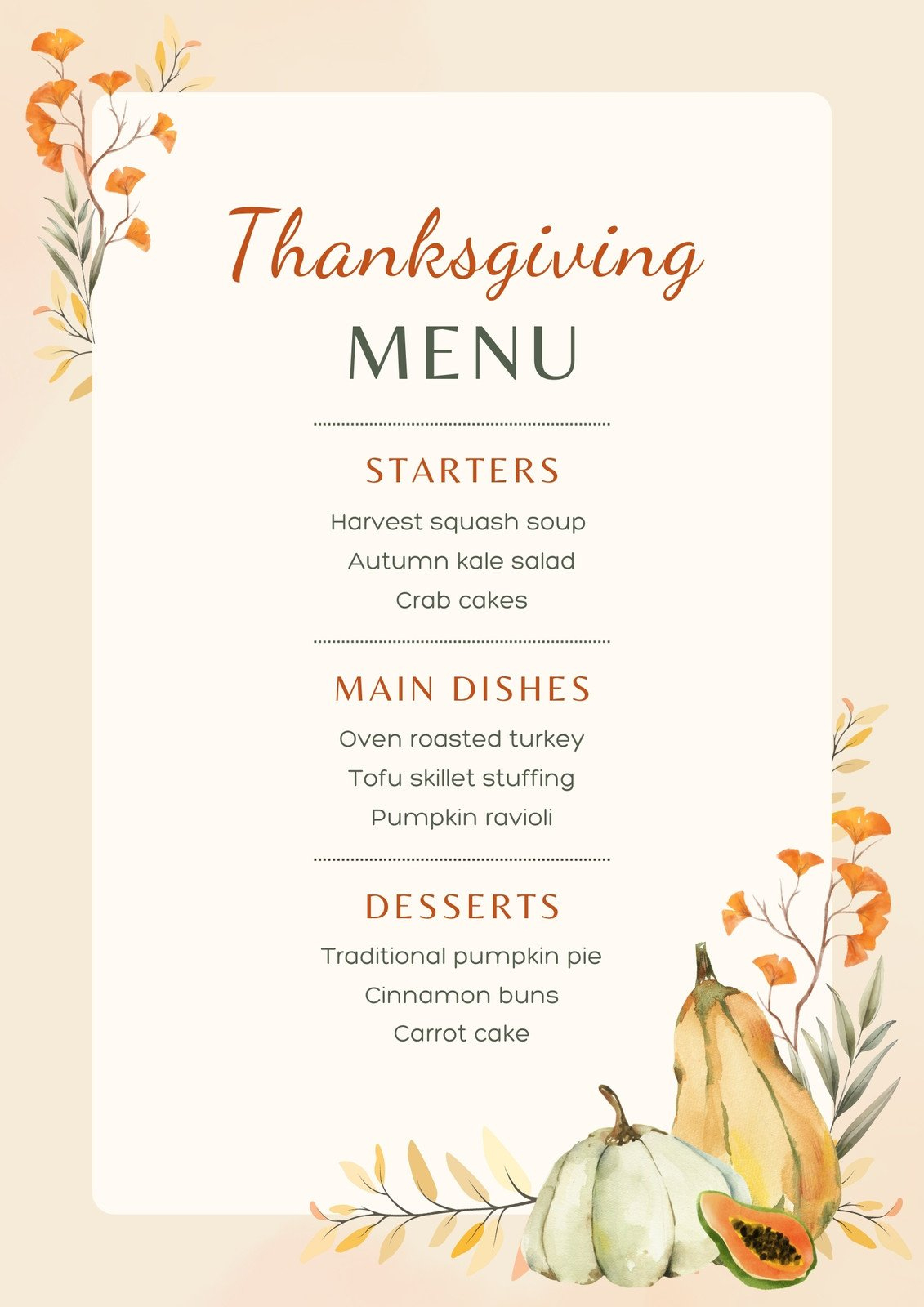 Free Printable, Customizable Thanksgiving Menu Templates | Canva inside Thanksgiving Menu Template Blank