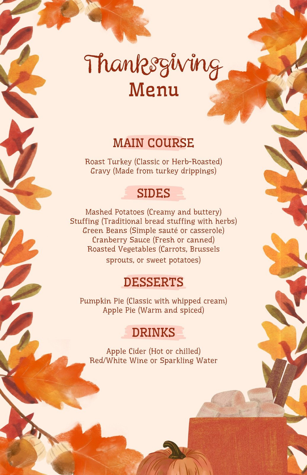 Free Printable, Customizable Thanksgiving Menu Templates | Canva inside Thanksgiving Menu Template For Word