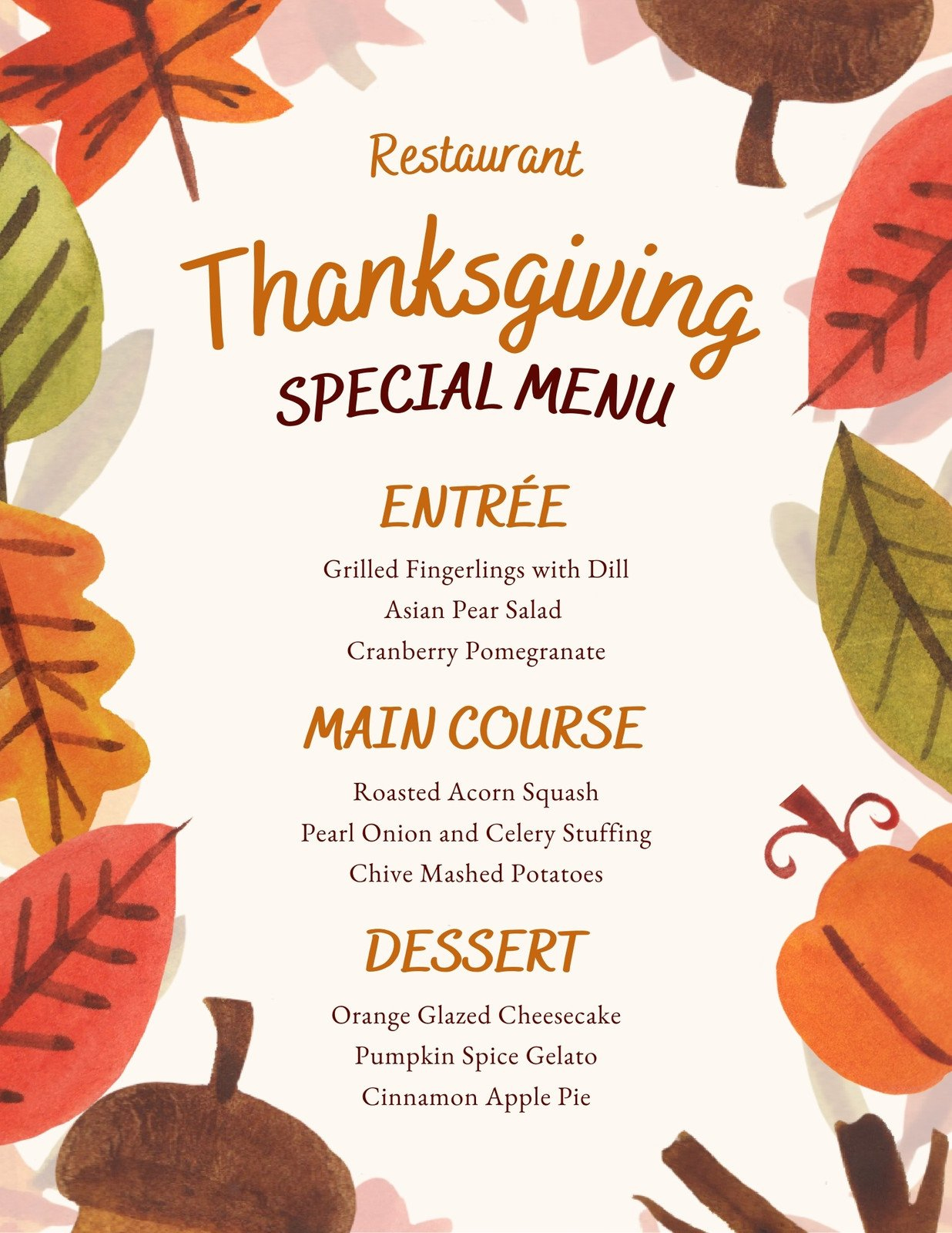 Free Printable, Customizable Thanksgiving Menu Templates | Canva pertaining to Thanksgiving Menu Template Printable