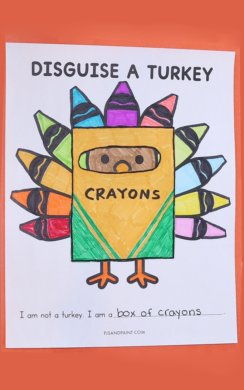 Free Printable Disguise A Turkey Template - Pjs And Paint inside Turkey in Disguise Crayon Box