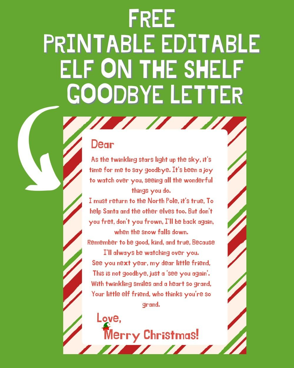 Free Printable Editable Elf On The Shelf Goodbye Letter - A with regard to Elf Goodbye Letter Free Printable
