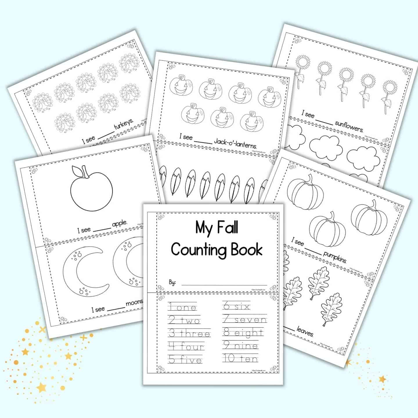 Free Printable Fall Counting Book For Preschool & Kindergarten with Thanksgiving Counting Book Printable