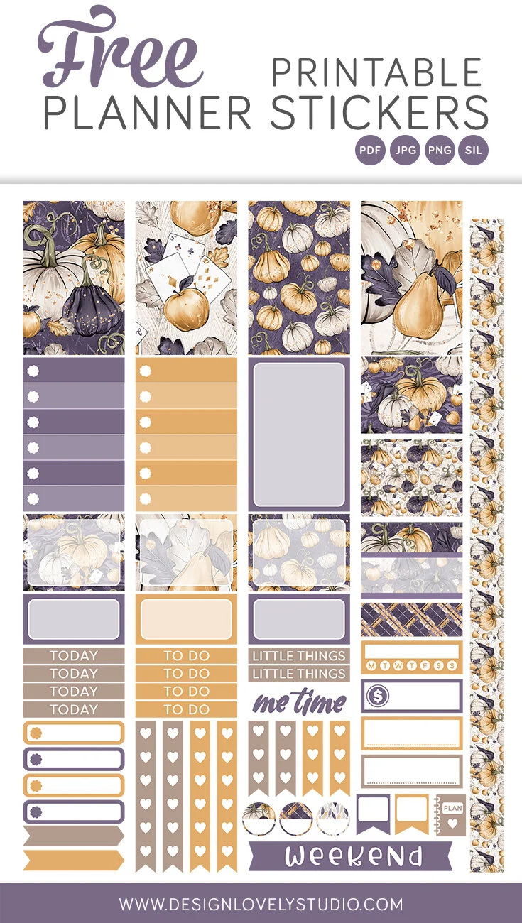 Free Printable Fall Planner Stickers — Design Lovely Studio in Free Printable Stickers Happy Planner