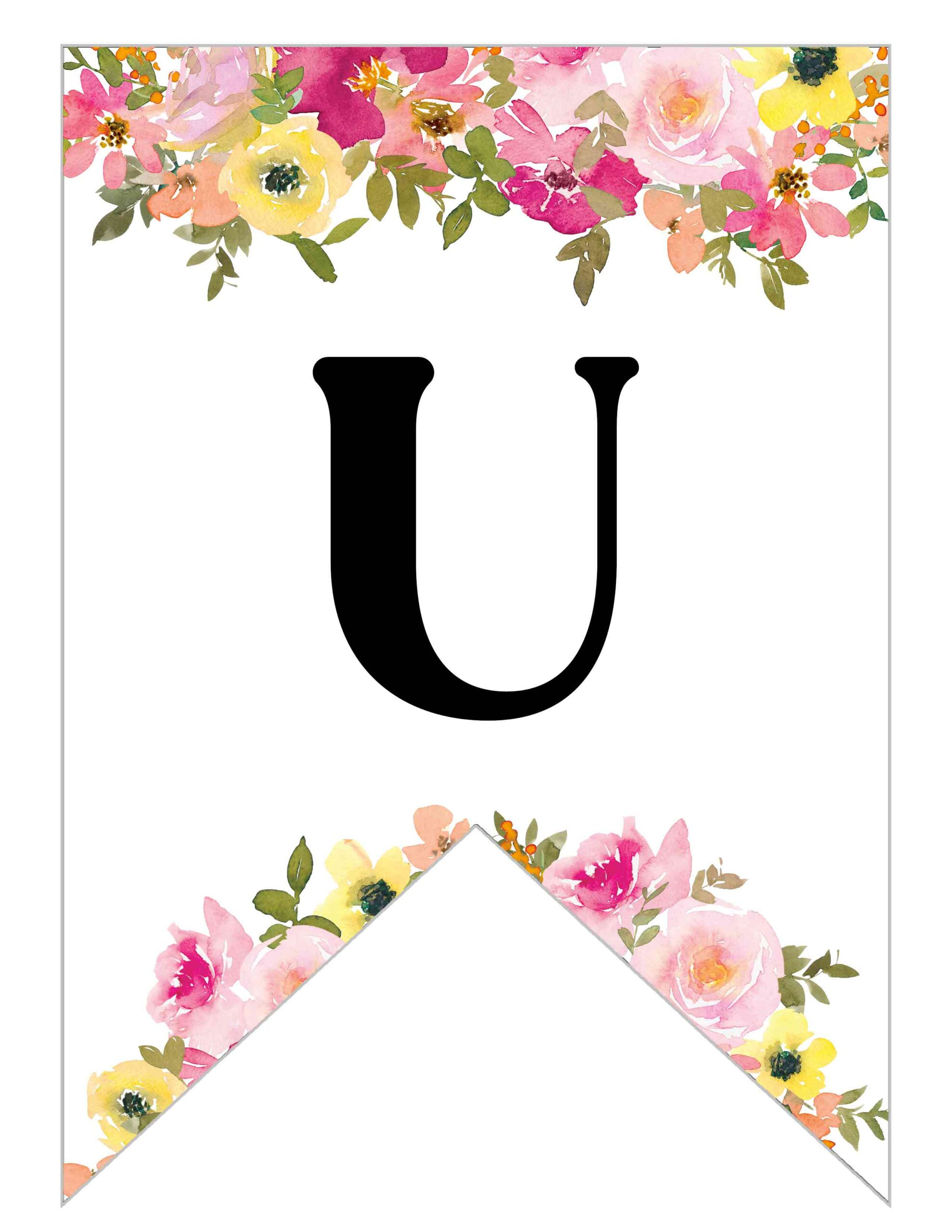 Free Printable Floral Alphabet Banner Letters - Lovely Planner inside Free Printable Letters For Banners Entire Alphabet
