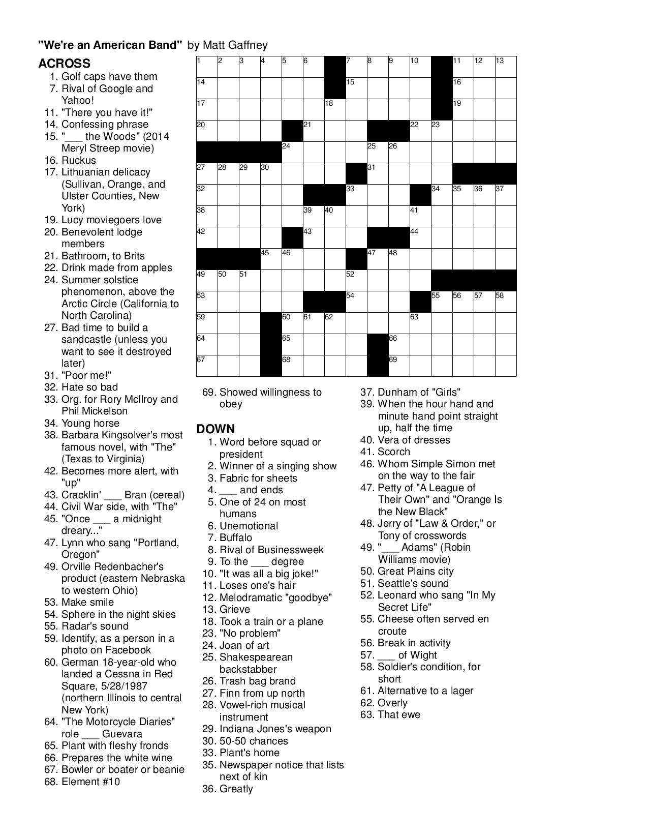 Free Printable Frank Longo Sunday Crossword Puzzles - Printable with regard to Free Printable Frank Longo Sunday Crossword Puzzles