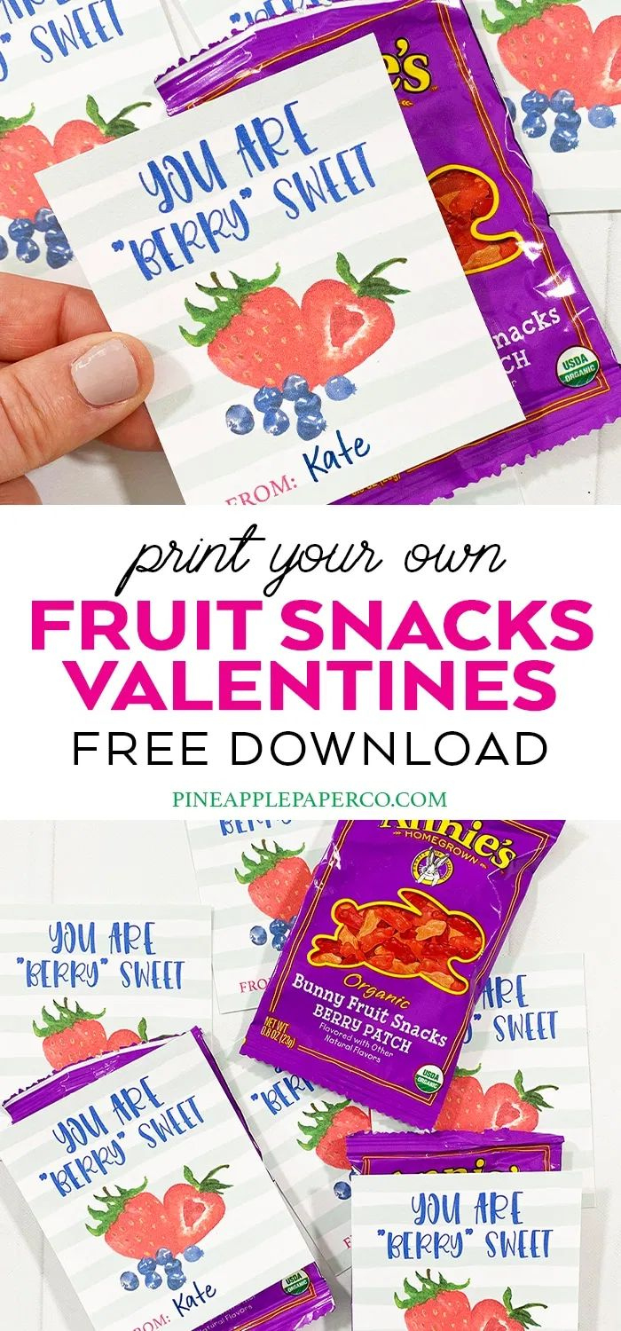 Free Printable Fruit Valentines - Pineapple Paper Co. in Fruit Snack Valentine Printable Free