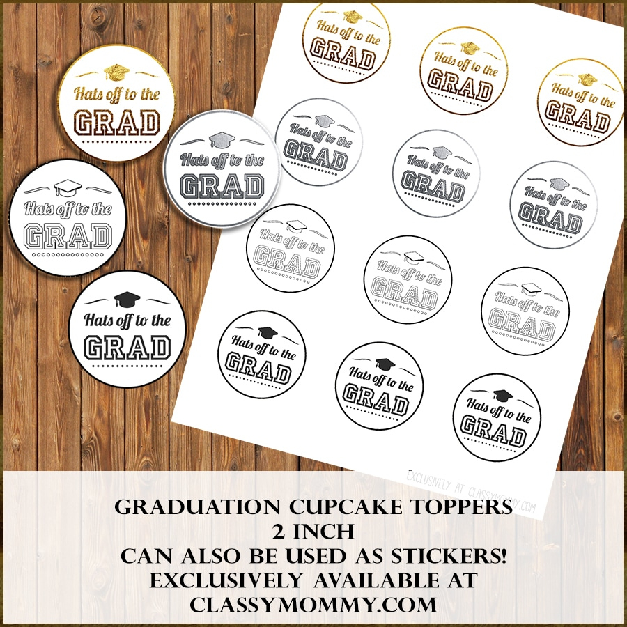 Free Printable Graduation Cupcake Toppers - Classy Mommy regarding Free Printable Graduation Cupcake Toppers