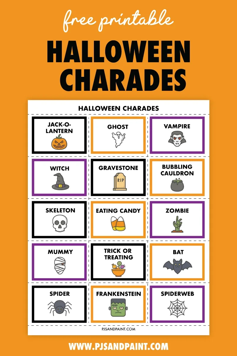 Free Printable Halloween Charades - Pjs And Paint with regard to Halloween Charades Free Printable