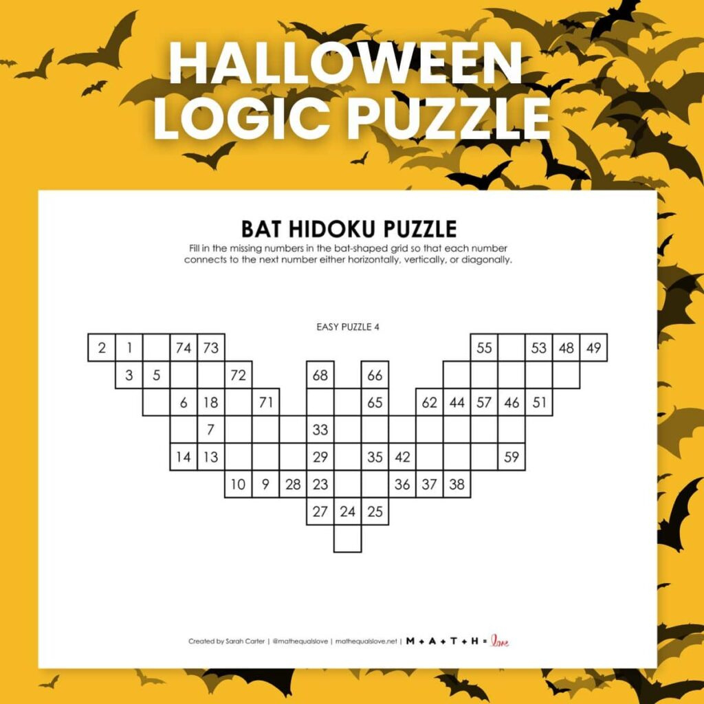 Free Printable Halloween Puzzles | Math = Love intended for Halloween Logic Puzzle Printable