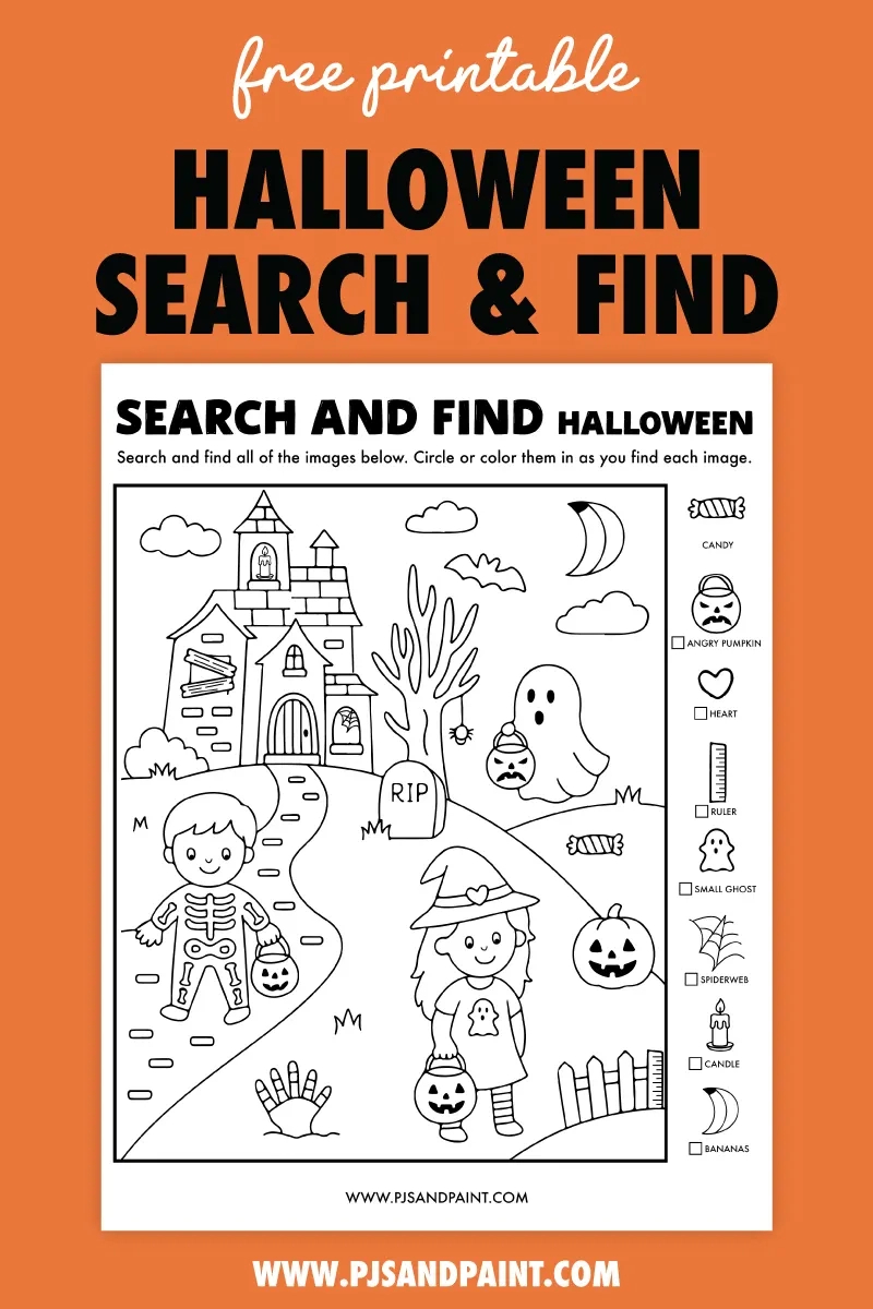 Free Printable Halloween Search And Find - Pjs And Paint for Halloween Seek And Find Picture Printables