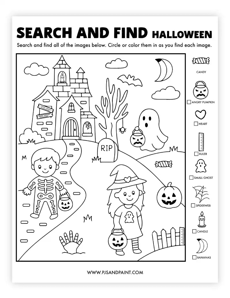 Free Printable Halloween Search And Find - Pjs And Paint with regard to Halloween Seek And Find Picture Printables