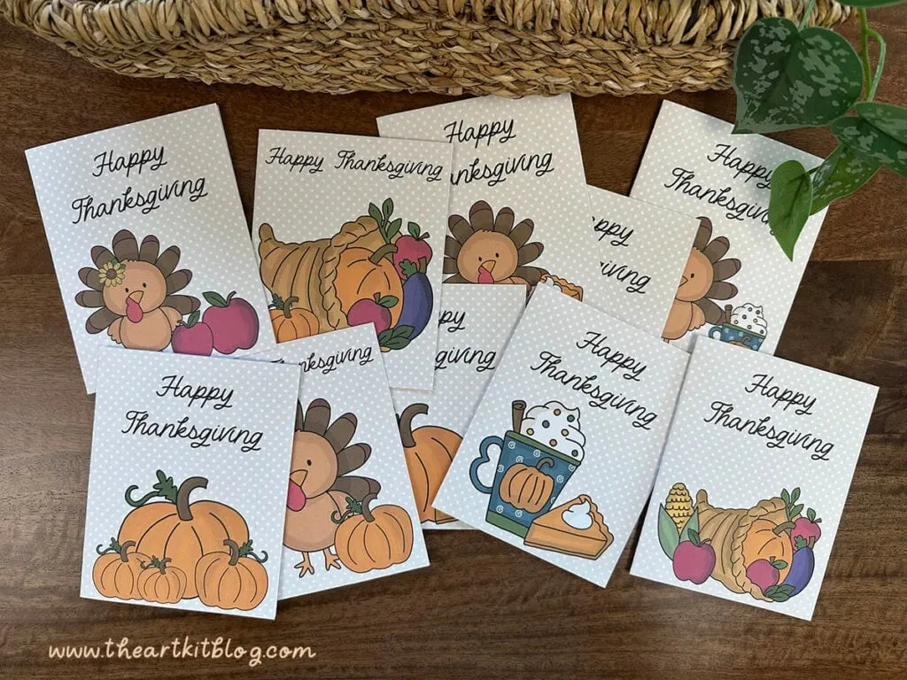 Free Printable Happy Thanksgiving Cards - Set Of 10 - The Art Kit with regard to Printable Thanksgiving Greeting Cards