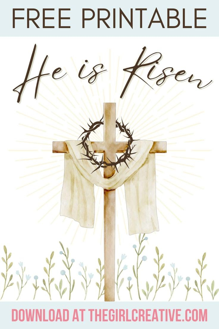 Free Printable He Is Risen Easter Sign with He Is Risen Printables