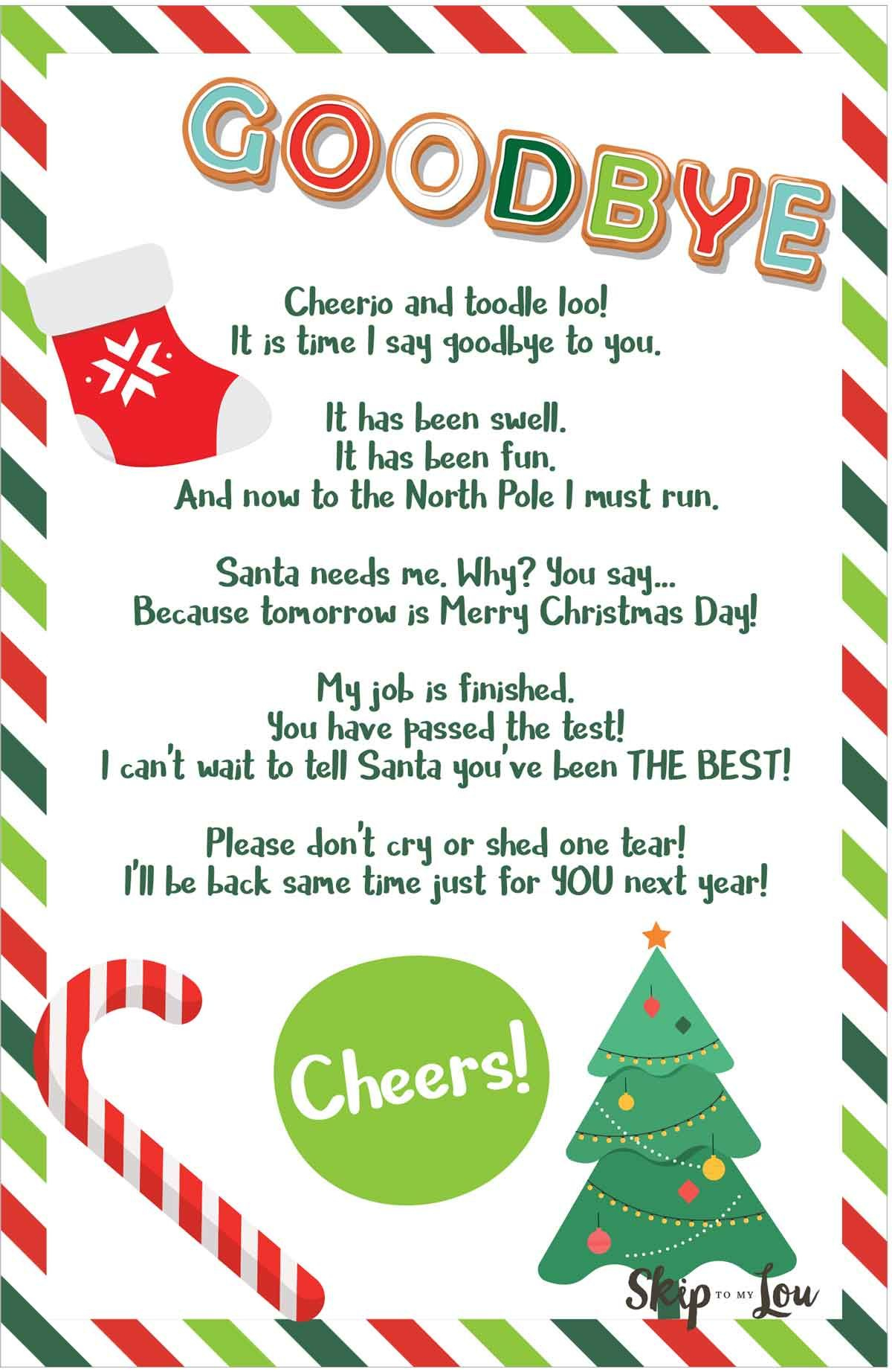 Free Printable Hello And Goodbye Elf Letters | Skip To My Lou intended for Free Printable Elf on the Shelf Goodbye Poem