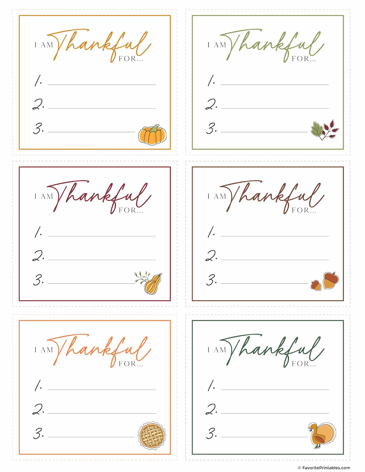 Free Printable I Am Thankful For Cards! - Favorite Printables within I am Thankful Printable Cards