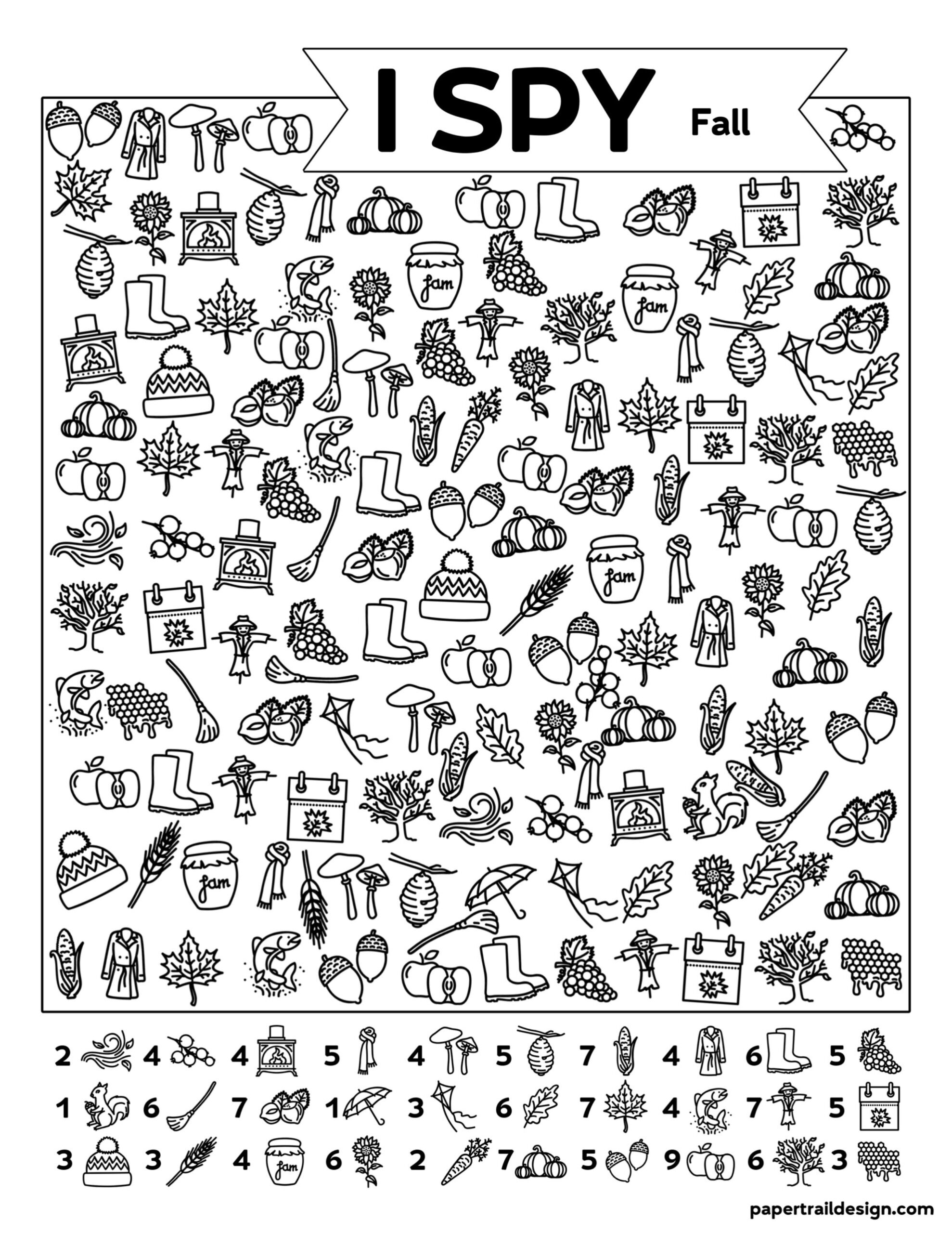 Free Printable I Spy Fall Activity - Paper Trail Design intended for I Spy Printable Free