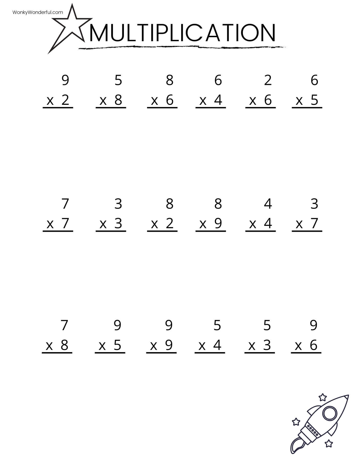 Free Printable Multiplication Worksheets + Wonkywonderful for Printable Worksheets Free Math