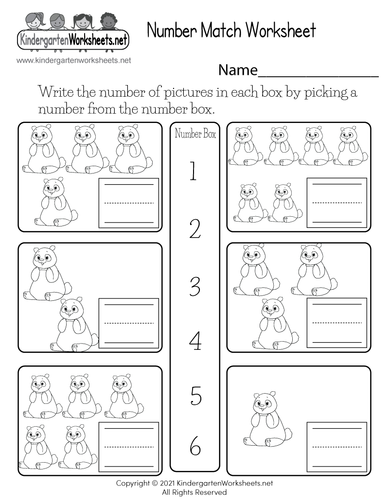 Free Printable Number Match Worksheet throughout Count And Match Numbers Worksheet Printable