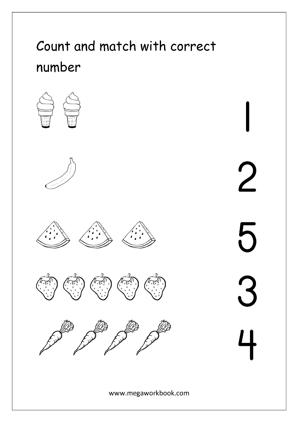 Free Printable Number Matching Worksheets For Kindergarten And pertaining to Count and Match Numbers Worksheet Printable